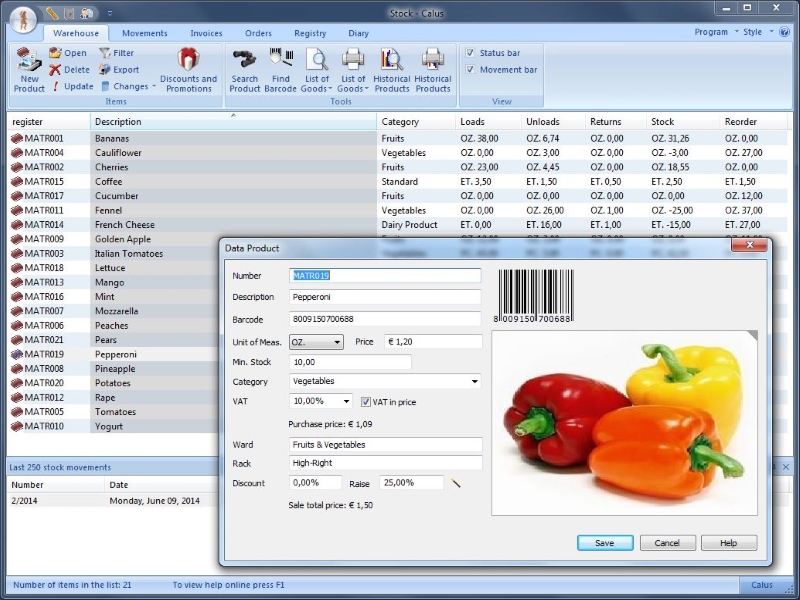 Inventory system for warehouse